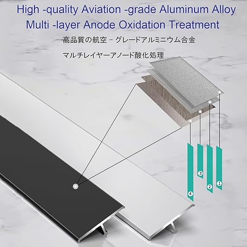 Miniatura 3 de Tira de transición de suelo de aluminio con moldura en T, para garaje, laminado a vinilo, tira de umbral de borde de puerta, para porche, entrada