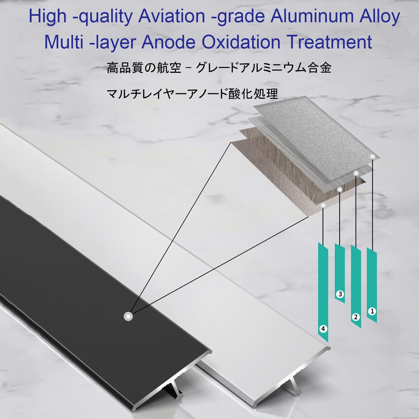 Tira de transición de suelo de aluminio, moldura en T, barra de transición para suelos de garaje, moldura de puerta de vinilo laminado, revestimiento de borde de puerta, listón de umbral (dorado, 900
