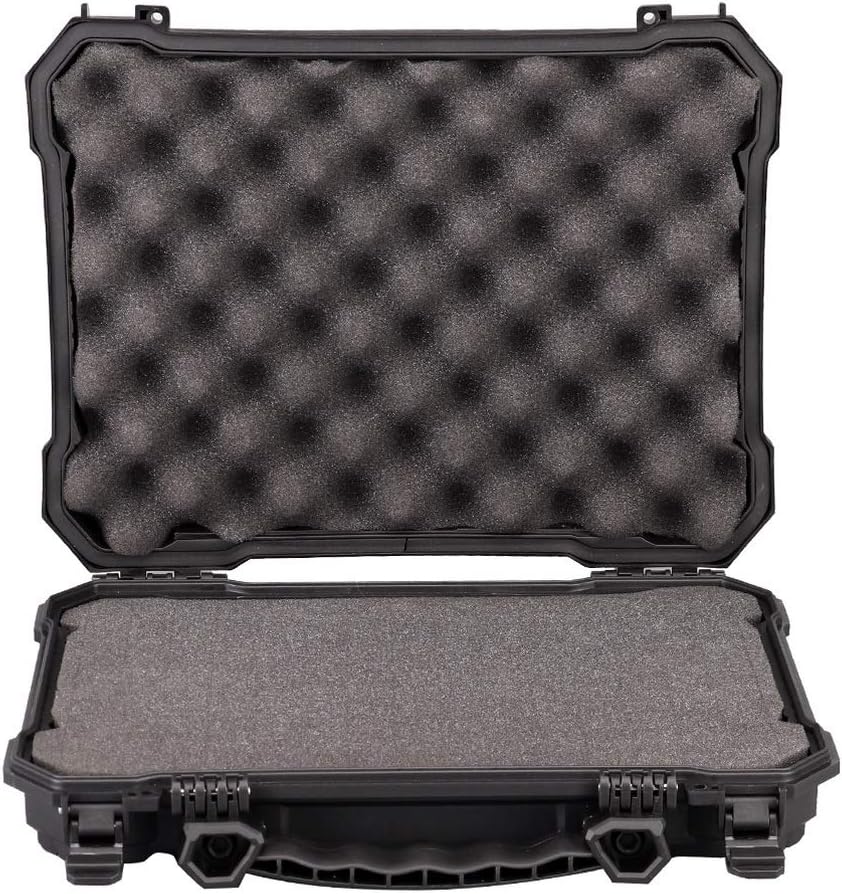 Waterproof Pistol Hard Case Tactical Gun Protector with Pick and Pluck Foam Insert, Black