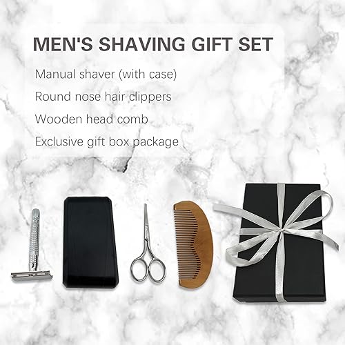 Miniatura 6 de Maquinilla de afeitar de seguridad de doble filo por mango de metal para hombres, juego de regalo de afeitado, resistente, reduce las quemaduras de