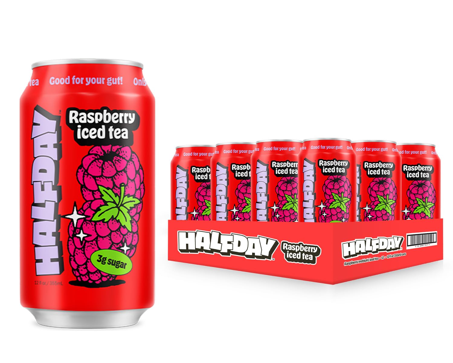 Amazon.com : Halfday Prebiotic Raspberry Iced Tea 12-Pack - Nostalgic ...