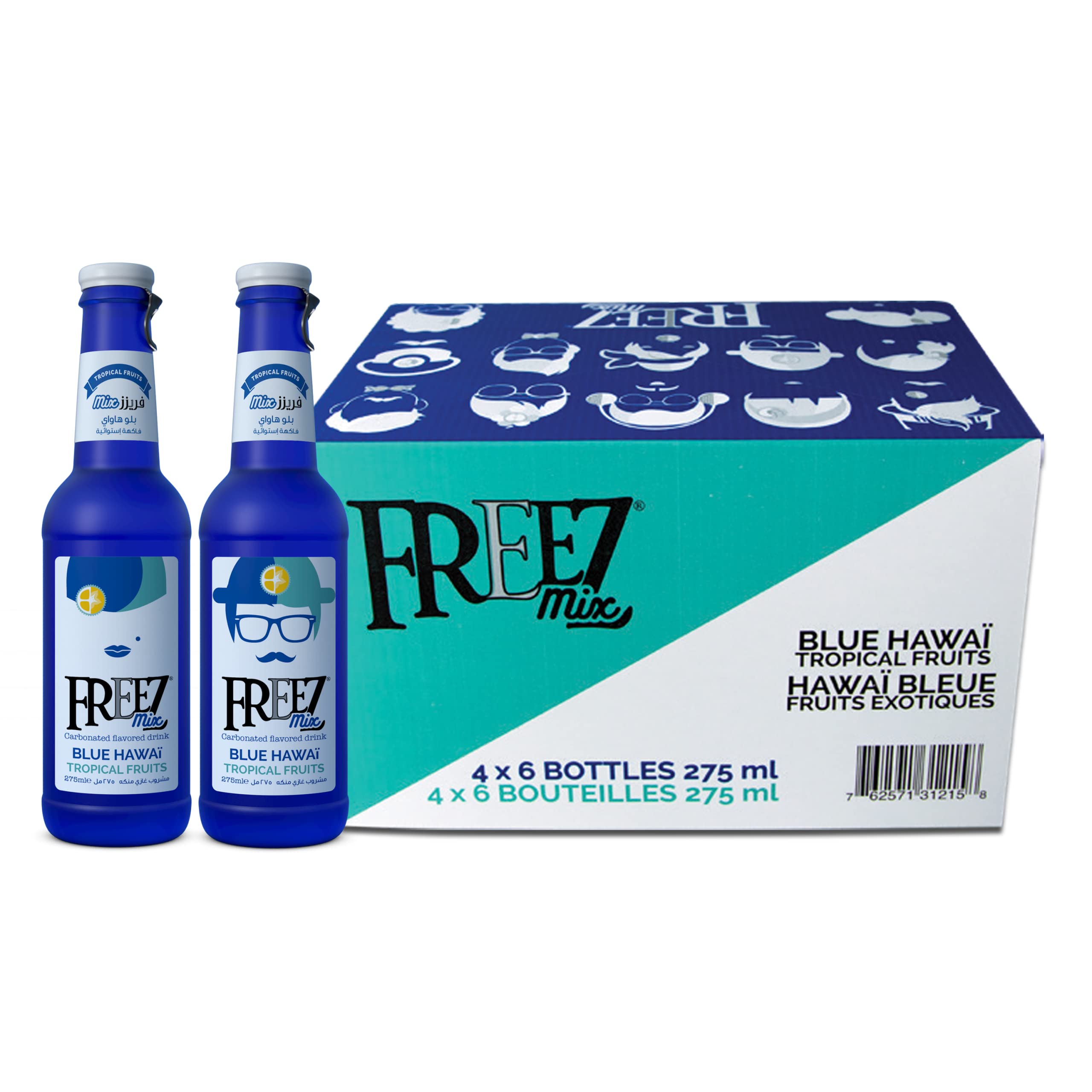 Freez Blue Hawaii Tropical Fruits Mix Glass Bottle 275ml (24 pack)