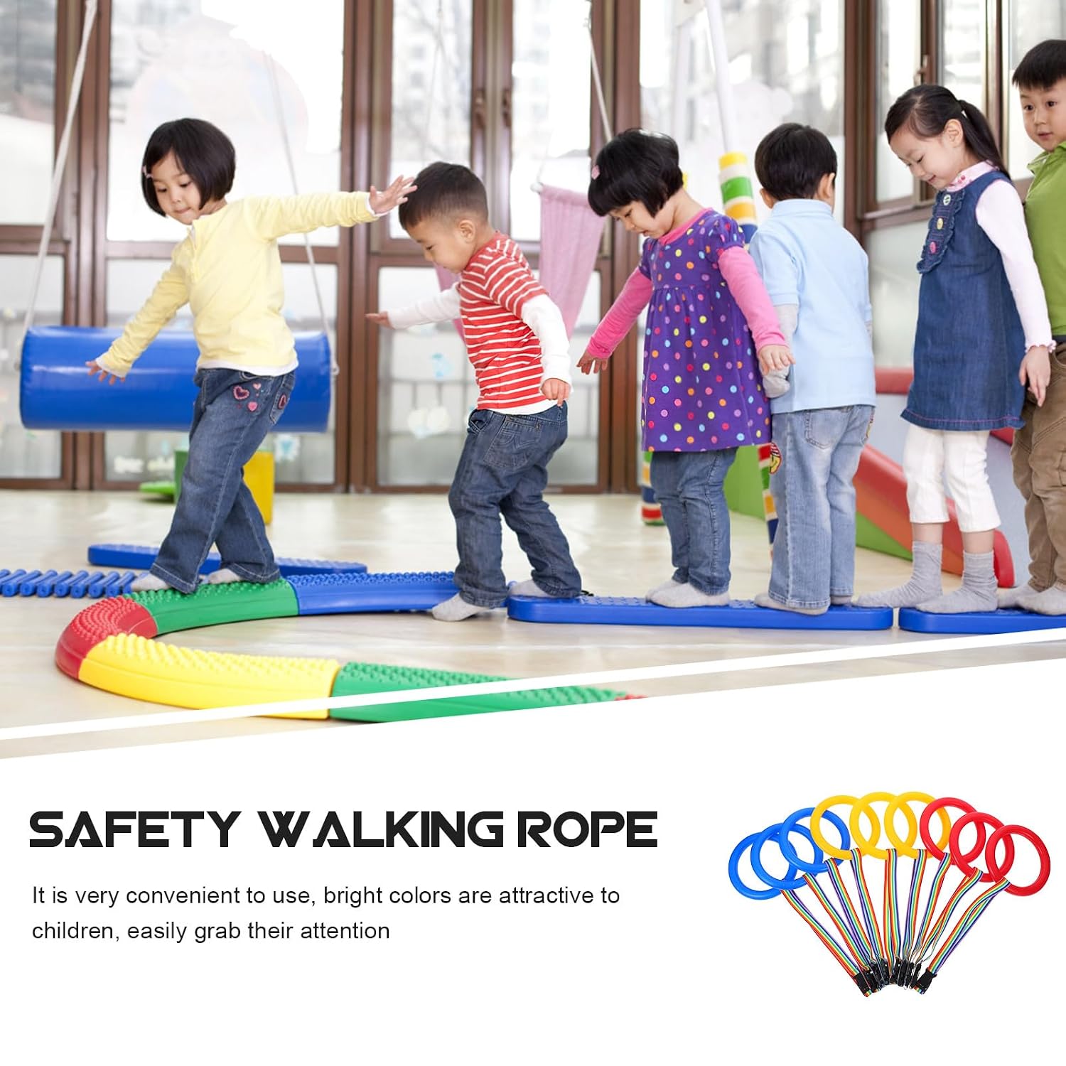 9pcs Safety Walking Rope with Comfortable Handles for Preschoolers Plastic and Material Anti-Lost Leash for Daycare and Outdoor Use