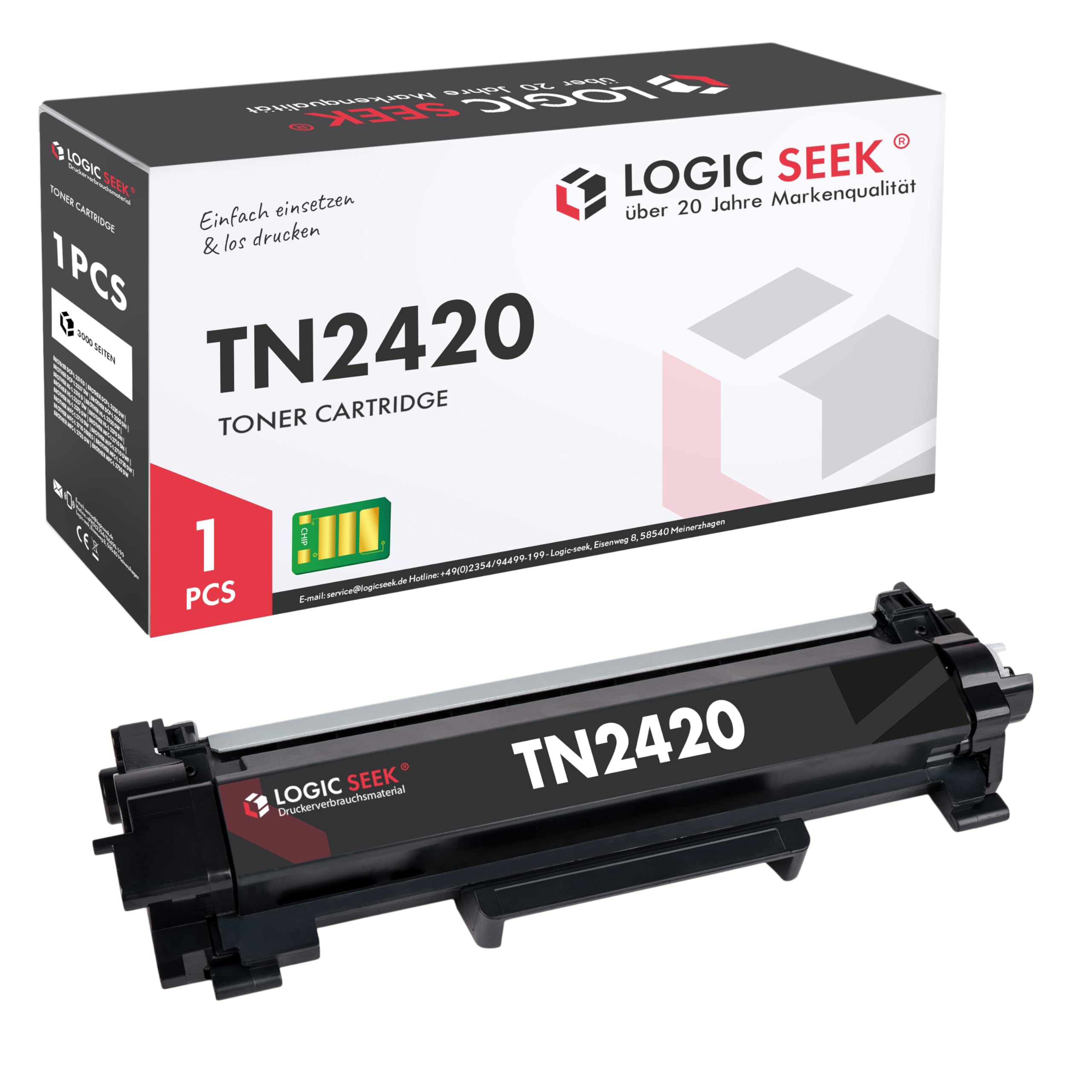 Logic-Seek Toner XL ersetzt Brother TN2420 TN2410 3.000 Seiten für Brother HL-L2350DW HL-L2370DN HL-L2375DW HL-L2310D MFC-L2710DW