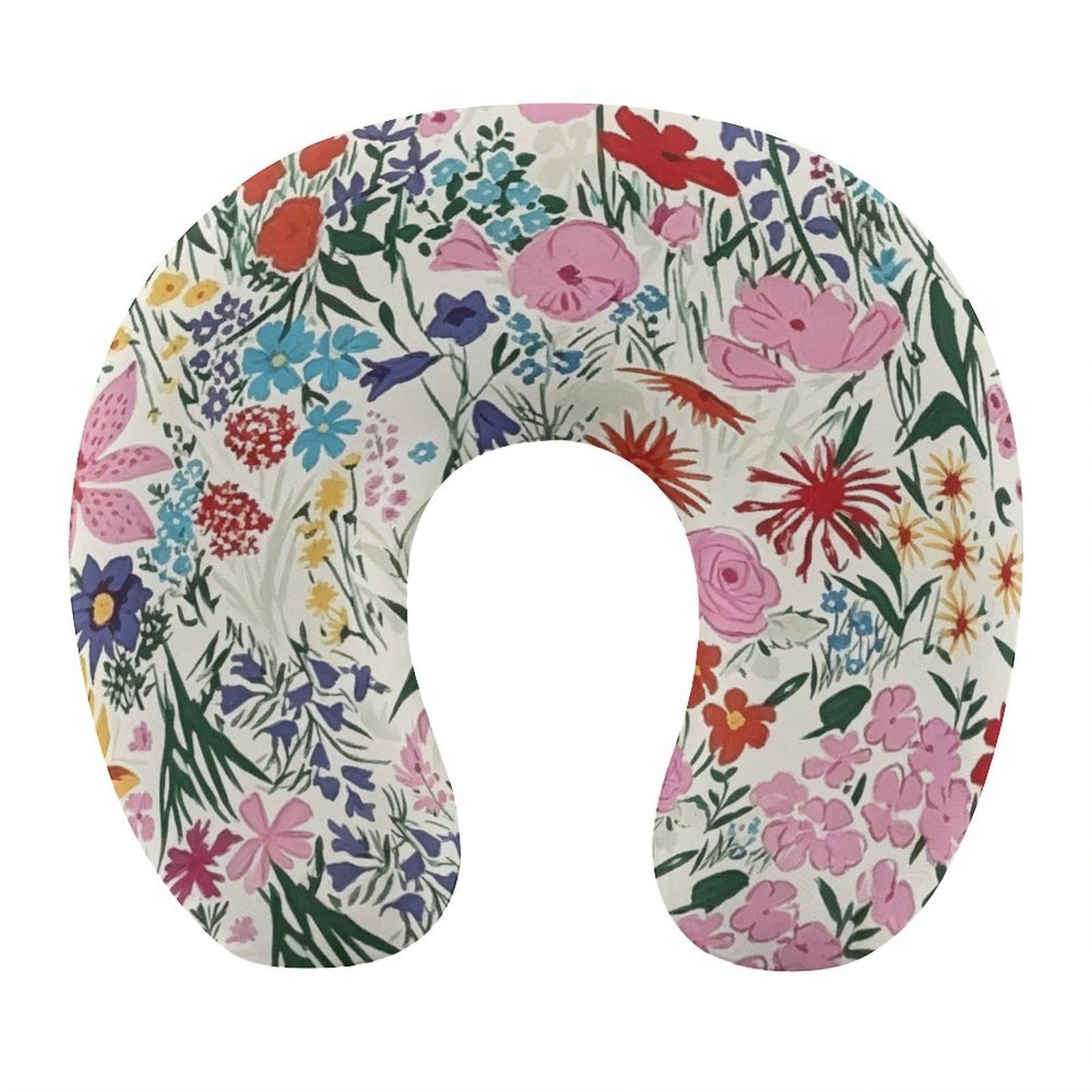 Btcowzrv Style Wildflower Art Floral U Shaped Neck Pillow Travel Pillows