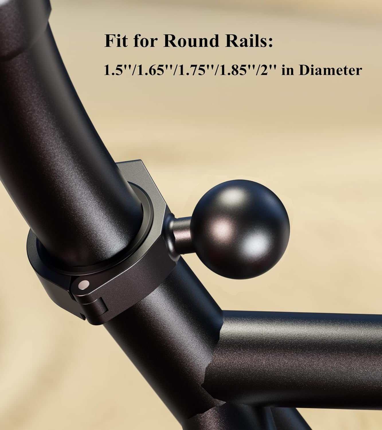 BRCOVAN 1.5'' Ball Large Round Rail Bar Clamp Mount, Aluminum Alloy, Fit for ATV UTV Roll Cages 1.5'' 1.65'' 1.75'' 1.85'' 2'' in Diameter, Fit for RAM Mounts C Size Ball Double Socket Arm