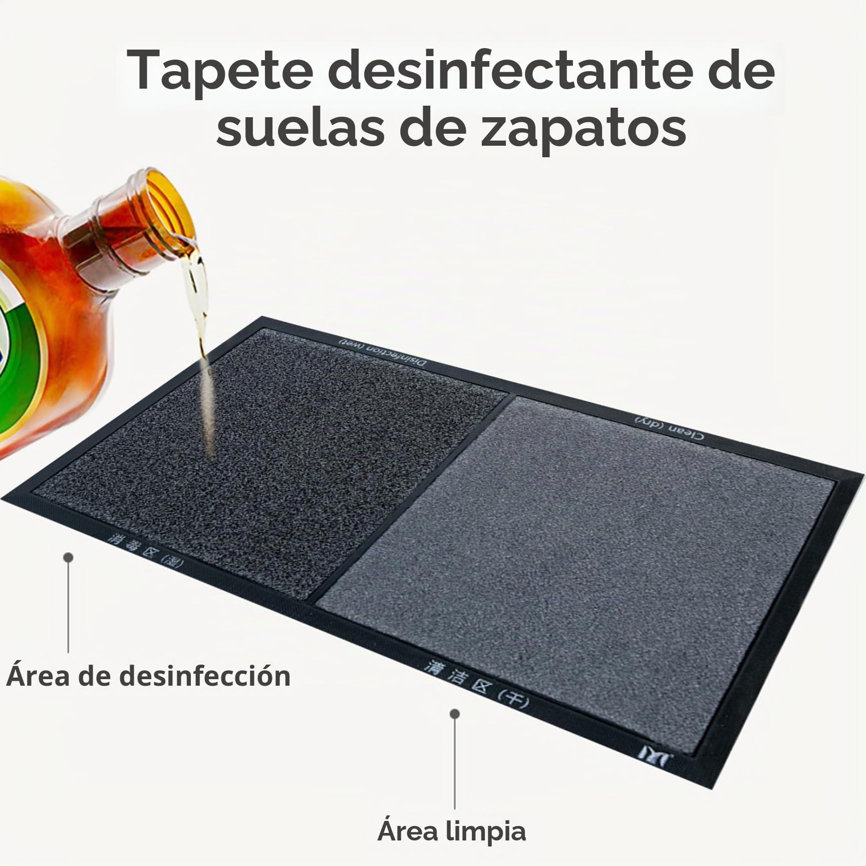 Gcroet Alfombra de Limpieza de Zapatos 18x31.5 Pulgadas 2 Alfombra de Zapato húmedo y seco de Compartimento para Entrada de Fibra PP Reutilizable de Entrada con Fondo de Goma Antideslizante para el