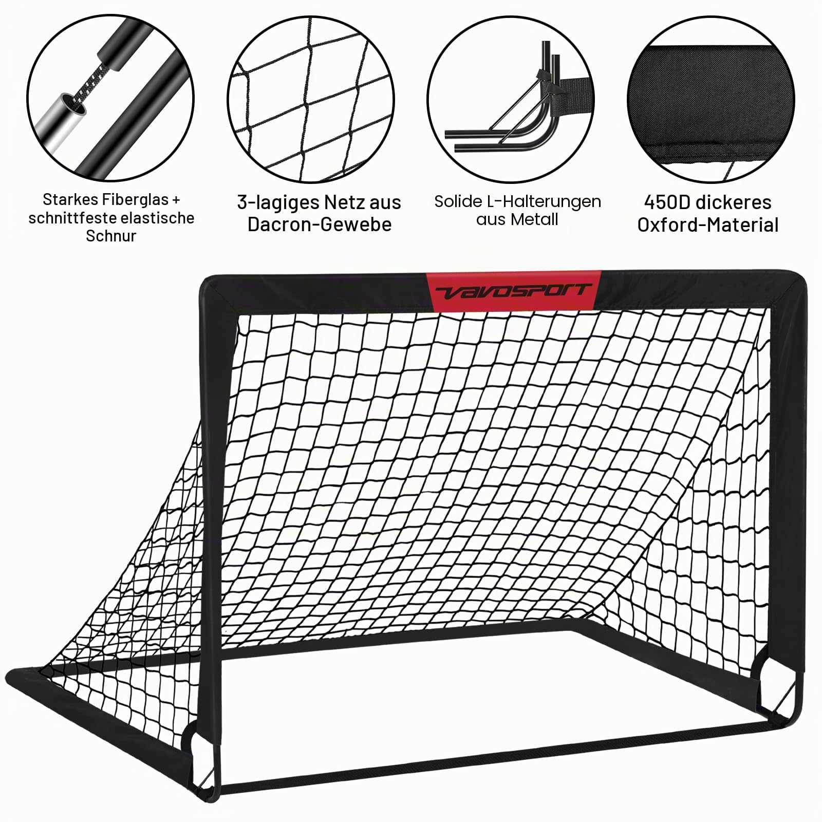 VAVOSPORT Fussballtore für Garten Kinder Tor Gate: Fußball Trainingsset mit Pop-Up 2er Set faltbar für Indoor/Outdoor Spiele für Kinder | Inklusive Fußball Größe 3 Hütchen 10 und Ballpumpe