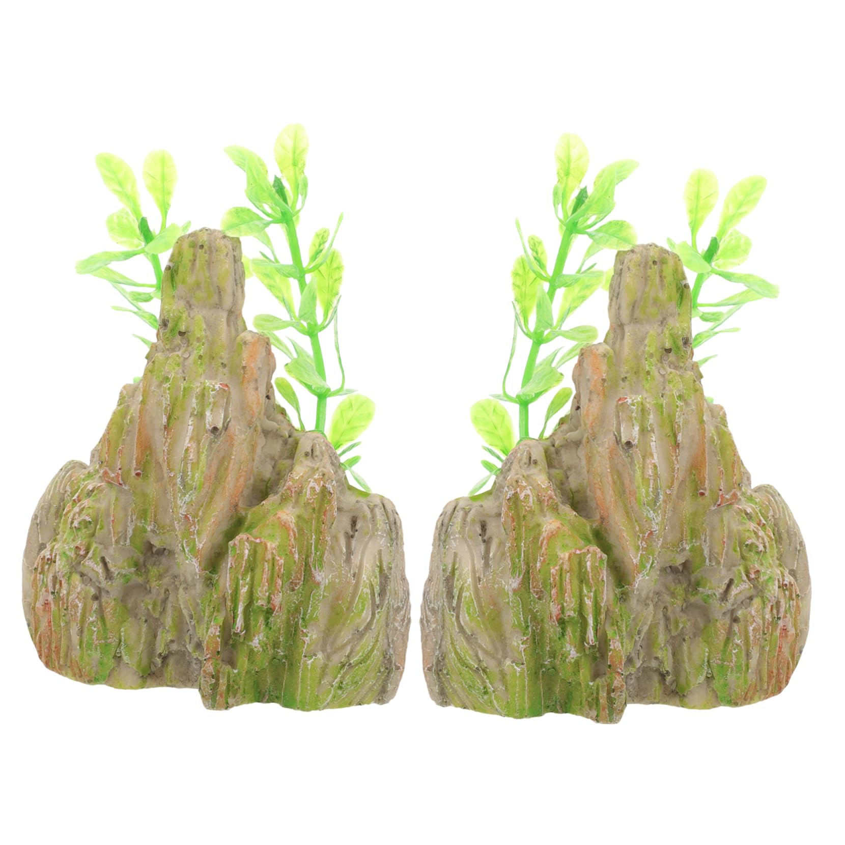 3 Set Decorazioni Rocciose Calcolo Ornamento Del Serbatoio Di Pesce Accessori Per Acquari Acquario Con Supporto Rockery in Resina Per Acquario Grotta Decorazione Acquario 2 Pezzi*3