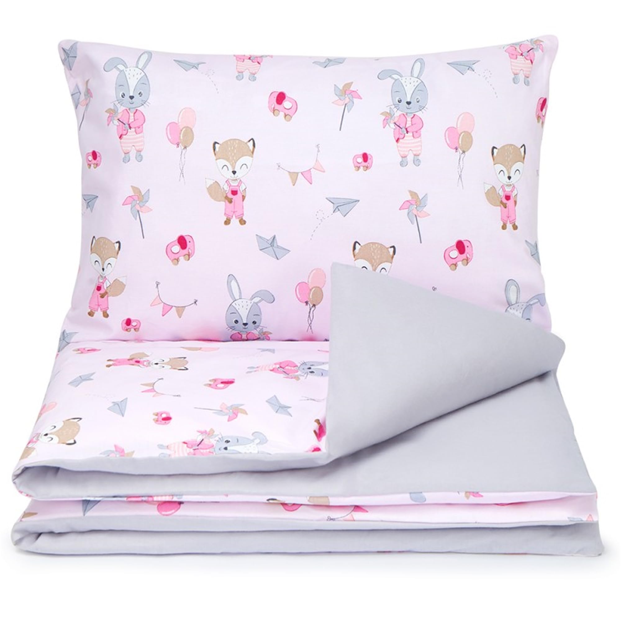 BABYSAFE Baby Cot Bed Duvet Cover Set Girls 120 X 90 with Toddler Pillowcase 40x60 Cm 100% Cotton - Image 4