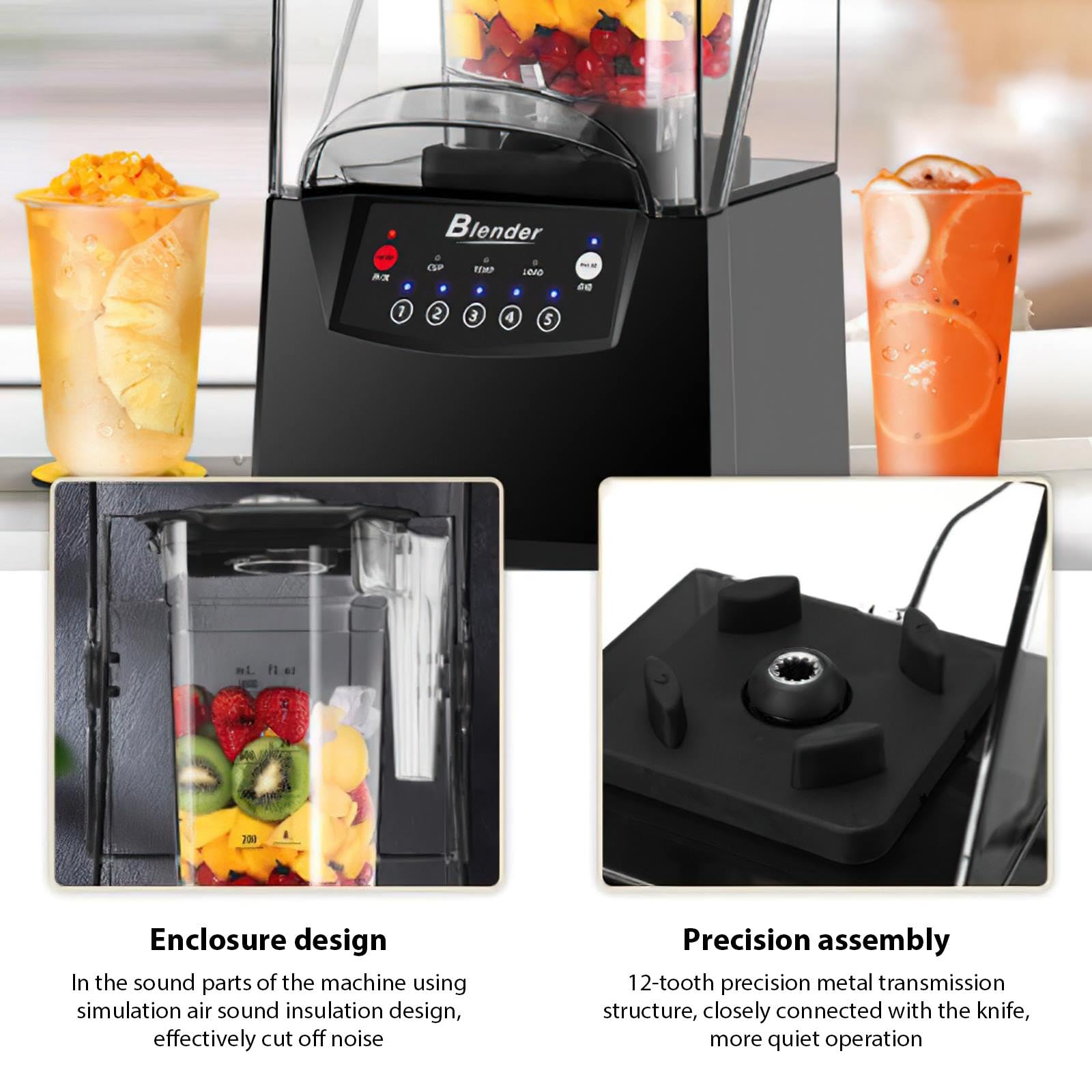 Blender Pro Silenciador 2200W Gran Capacidad,Blender Escudo Silenciador