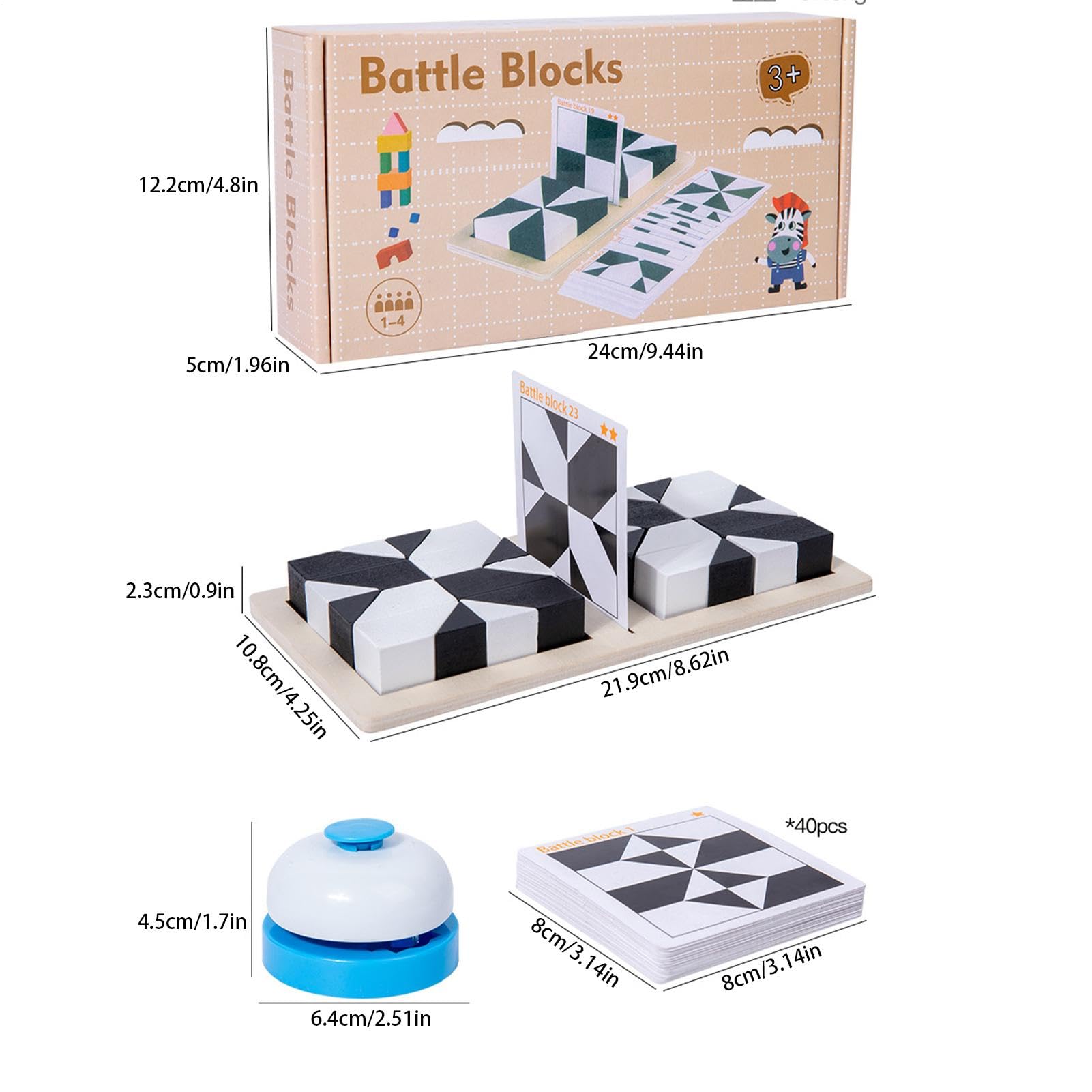 Block Puzzle Battle - Ensemble de Blocs en Bois, Puzzle Géométrique
