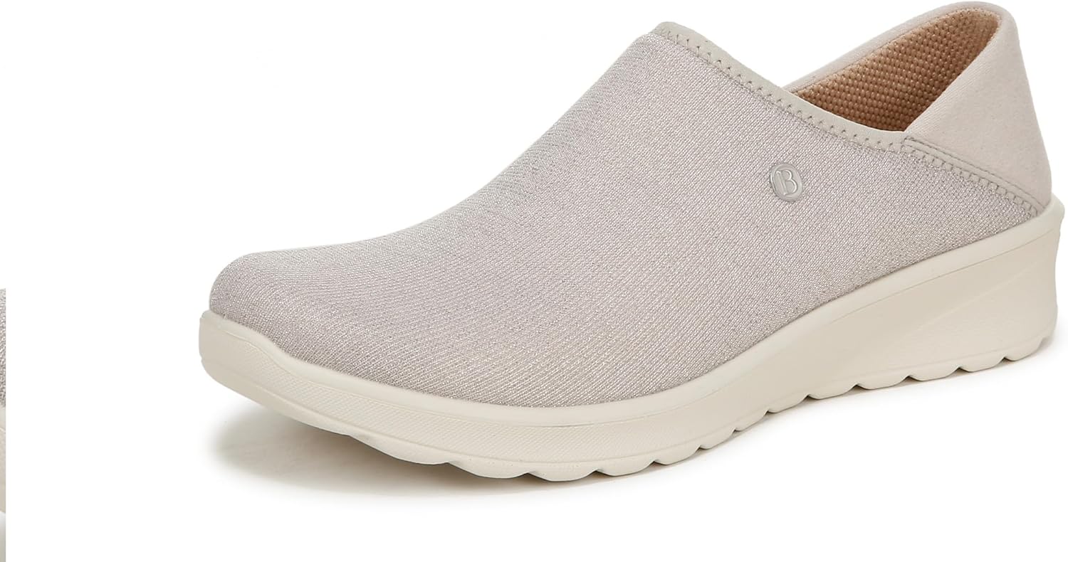 BZees Womens Getaway Slip-On Sand Sparkle Fabric 8.5 W