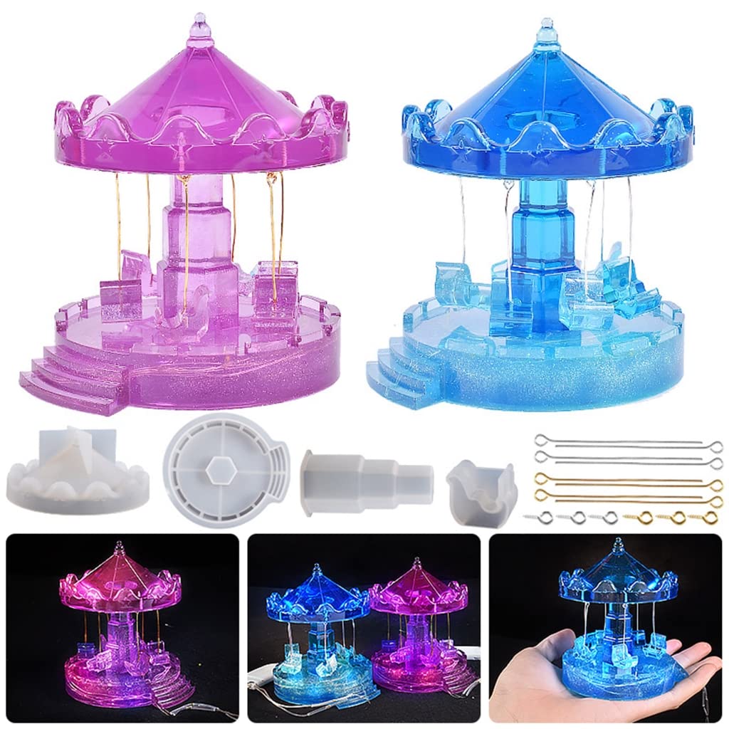 EINCORN Moldes De Silicona En Forma De Carrusel, Molde De Resina Epoxi, Moldes De