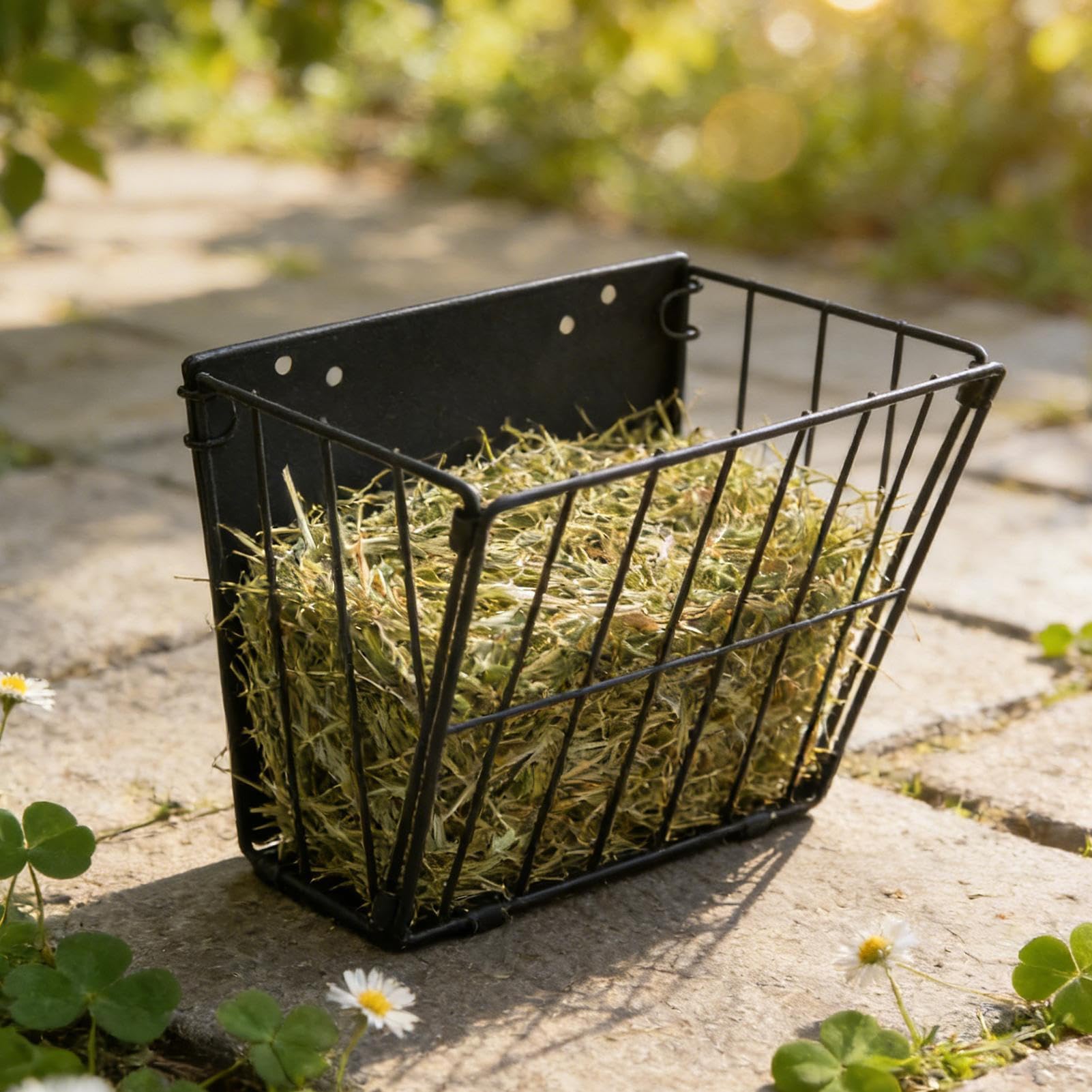 Râtelier à Foin pour Lapin,Rangement de Nourriture Pliable avec Crochet - Distributeur de Foin en Cadre Métallique pour Lapins | pour Alimentation Animaux de Compagnie Maison Cage Mur