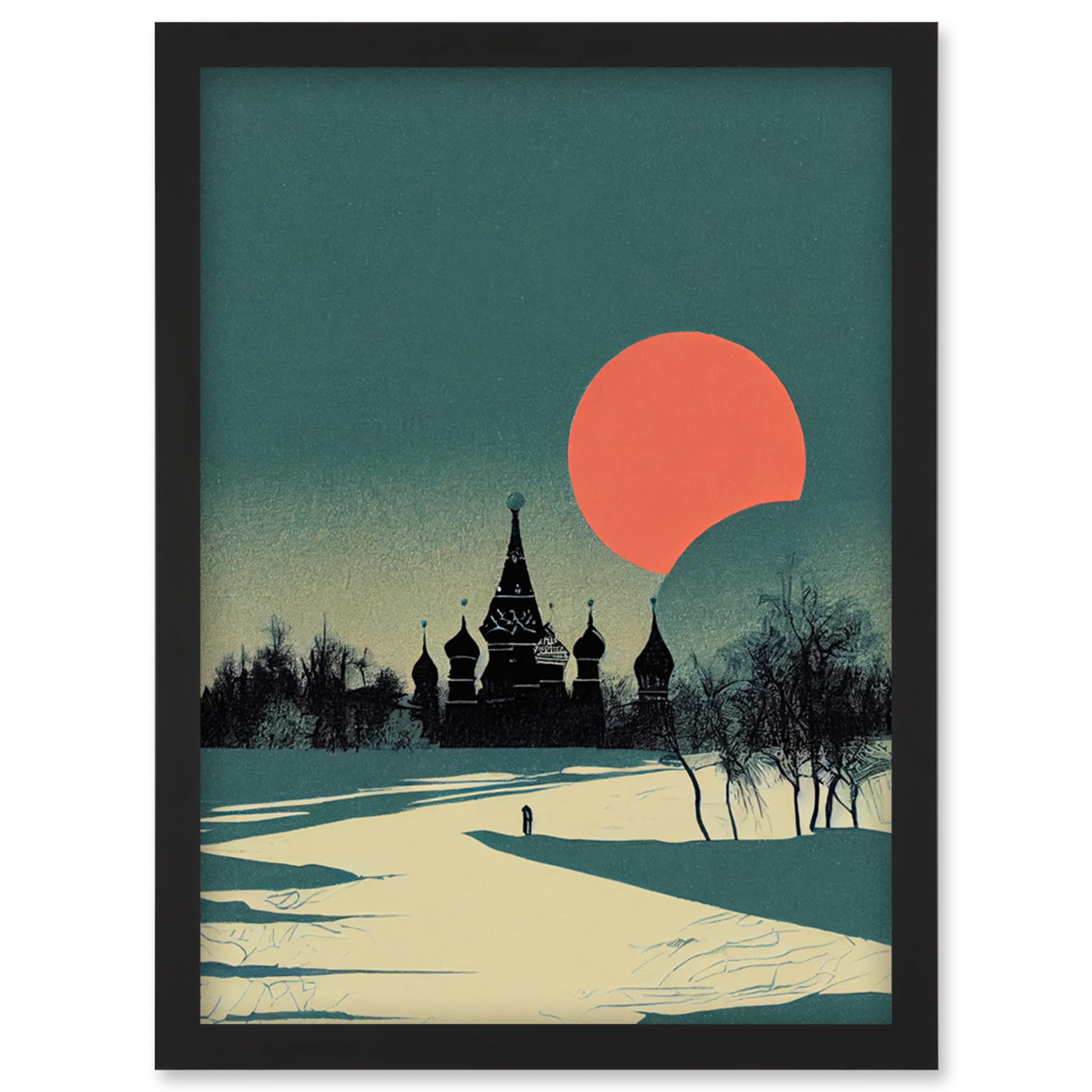Winter Sun Orthodox Church Kiev Ukraine Artwork - Framed Wall Art Print - A4 Size - Artery8