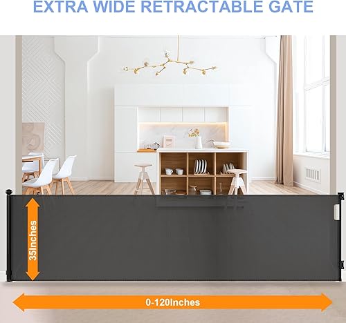 Miniatura 2 de Puertas retráctiles para bebés de 120 pulgadas extra anchas para grandes aberturas, escaleras y puertas, puertas para perros para la casa, puertas