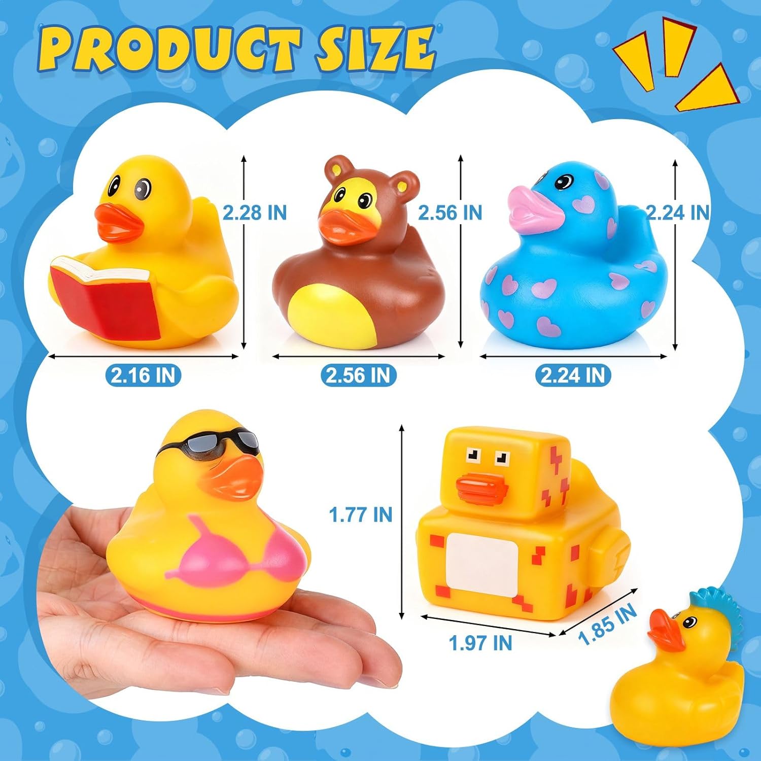 120 Pack Rubber Ducks in Bulk , Assorted Ducks for Jeeps, Bulk Ducks for Bath Toy Summer Pool Toys Birthday Gifts Party Favors