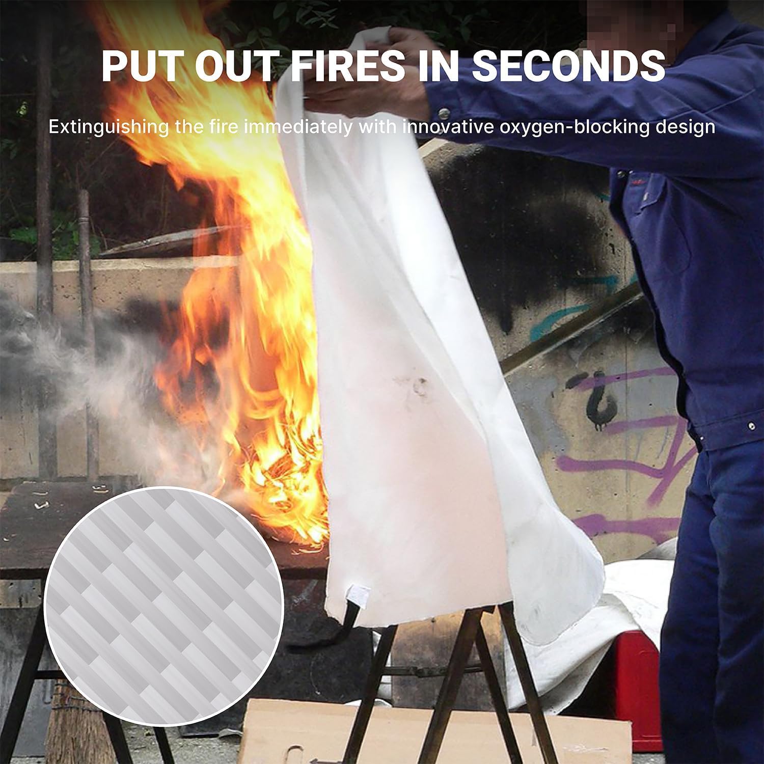 Coperta antincendio di emergenza 2024, confezione da 4, coperta antincendio, coperta ignifuga per casa, cucina, scuola, grill, auto, ufficio, magazzino (101,6 x 101,6 cm)