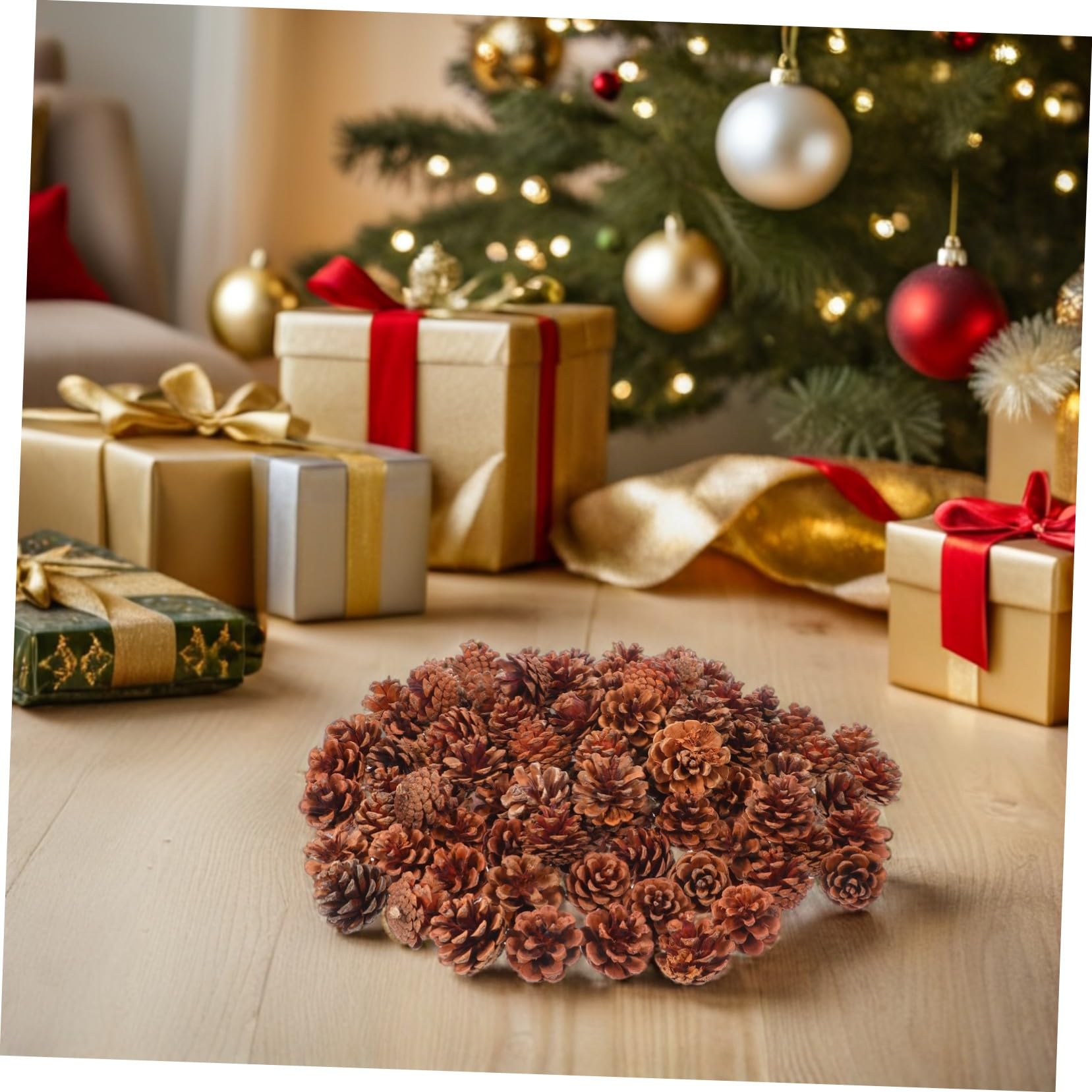 Piñas Naturales Pequeñas 3-4 Cm para Manualidades Navideñas y Decorar Jarrones, 130 Unidades, Piñas Otoñales De Pino para Acción De Gracias y Decoración De Temporada