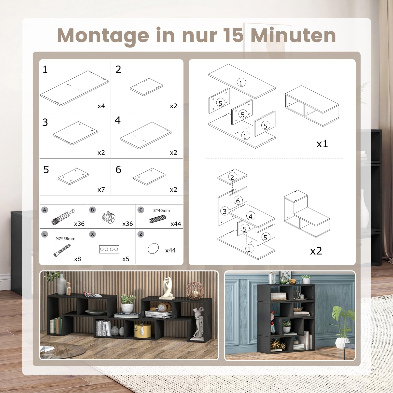 GIANTEX Fernsehschrank TV Schrank frei kombinierbar, Fernseher Regal Holz 180x30x43 cm, Sideboard TV Board Lowboard modular 3 teilig, Fernseher Schrank Fernsehtisch für 65 Zoll Fernseher, Schwarz