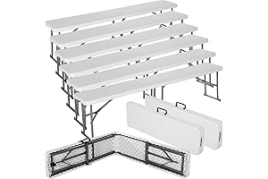 Soaoo 6 Pack 6ft Plastic Folding Bench for Indoor Outdoor Use
