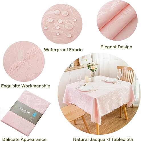 Miniatura 224 de Mantel Redondo Dorado Mantel de Mesa con Patrón de Hojas Borde Festoneado Sedoso Suave Impermeable Lavable 50 Pulgadas Cubierta de Mesa de Tela