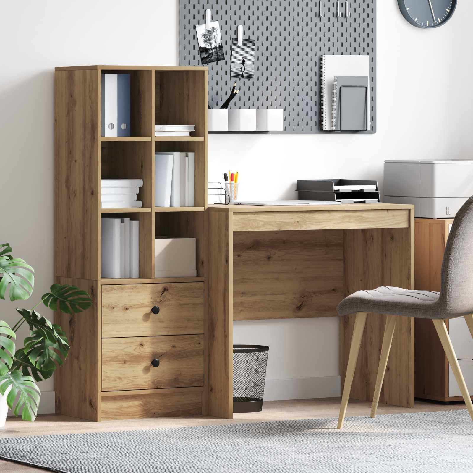 Scrivania Quercia Artisan 125,5 x 50 x 127 cm 2 pz Legno Lavorato