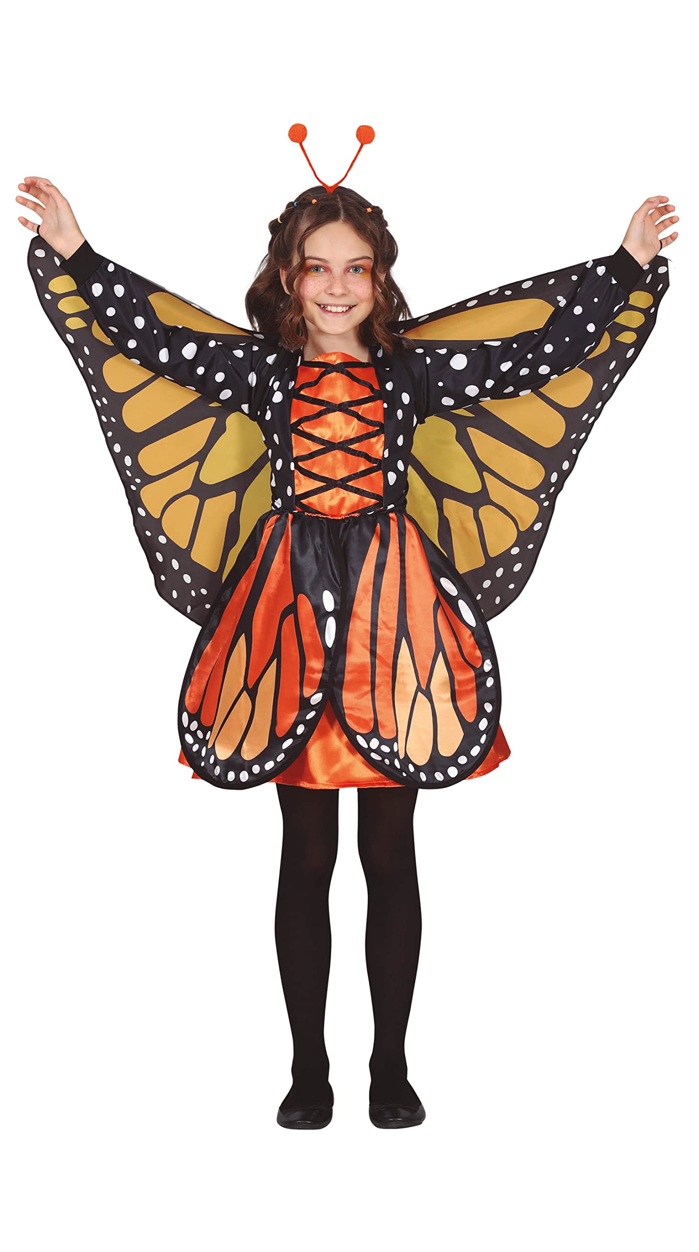 FIESTAS GUIRCA Disfraz de Mariposa Maravillosa - Vestido Naranja de Mariposa Monarca con Diadema para Niñas