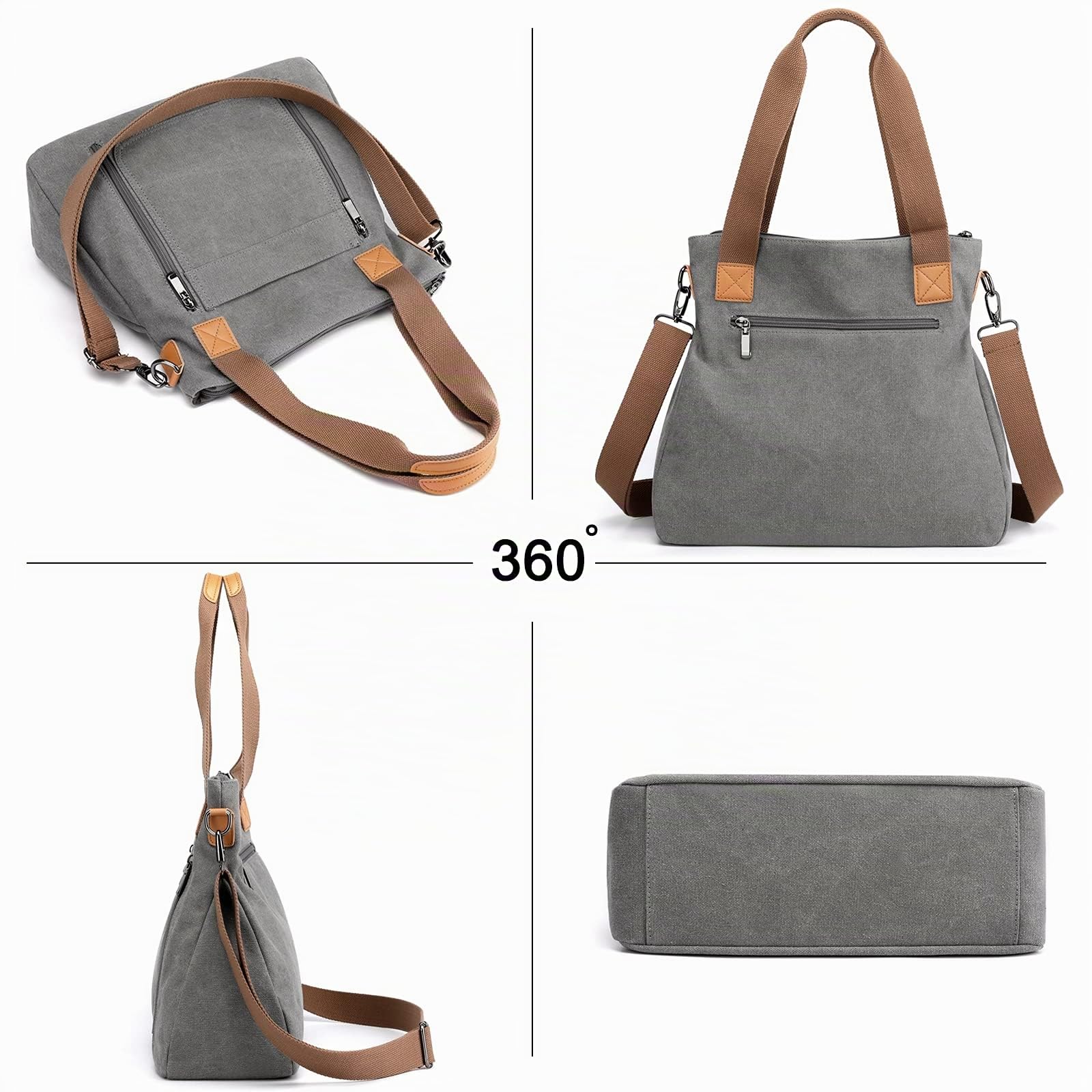 FANDARE Lona Bolsos Mano Mujer Bandolera Bolsos de Mensajero Conmutar Bolso Hombro Cruzado para 12.9 Pulgadas Tableta Señora Viaje Trabajo Escuela Compras Crossbody Bag