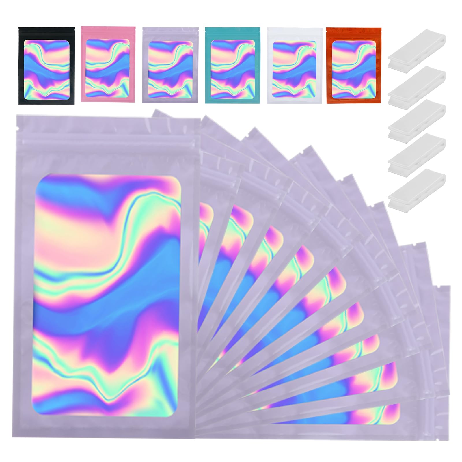 350 Pcs Mylar Bags for Food Storage 4x6 Mylar Bag with Window Purple Resealable Bags for Small Business Bulk Smell Proof Bag Freeze Dried Candy