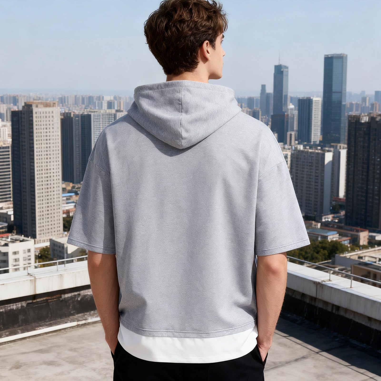 Homme Sweat Manches Courtes Tee Shirt Décontracté Sweats à Capuche Hoodie
