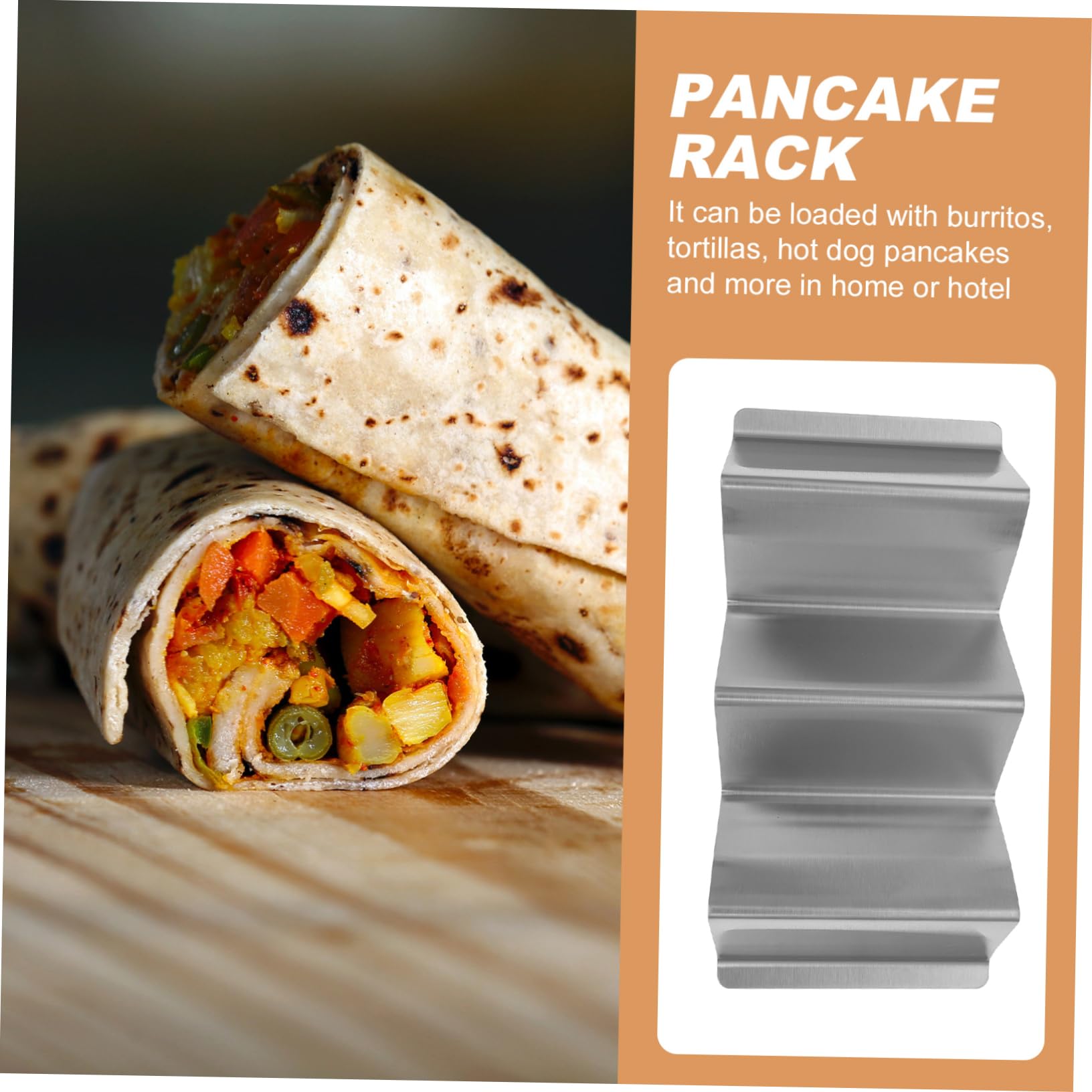 STOBAZA Metal Stainless Steel Taco Holder Tortilla Roll Rack Compact Design for Home Use