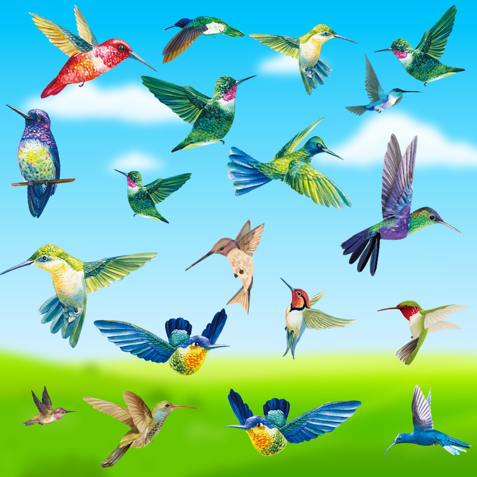 Zindoo 9 Sheet Spring Summer Birds Window Clings