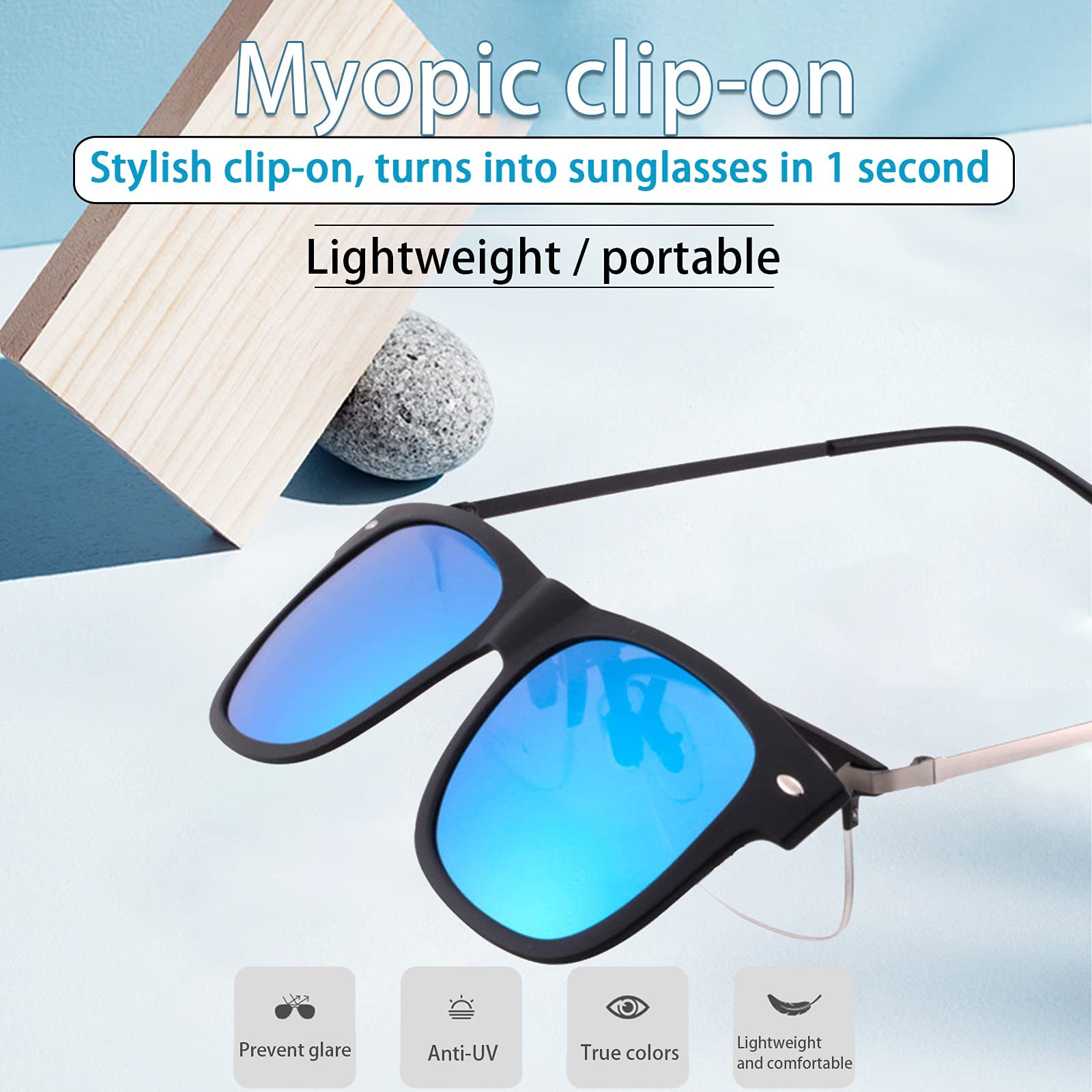 LUFF Polarisation Clip-On Okulary przeciwsłoneczne unisex eleganckie i wygodne Clips Flip Myopic okulary przeciwsłoneczne do aktywności na świeżym powietrzu/jazdy na rowerze