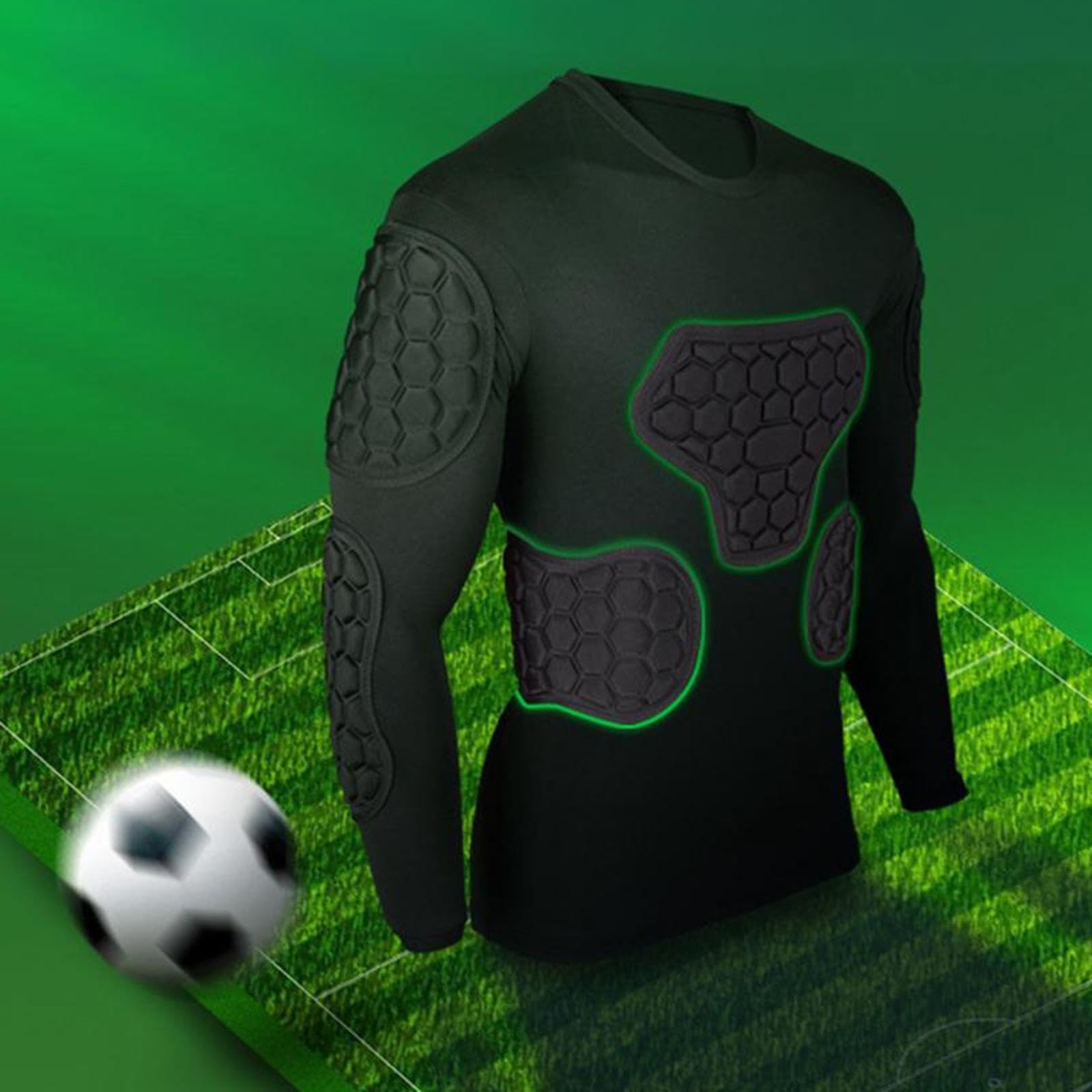 F Fityle Maglia da portiere a maniche lunghe imbottita in schiuma EVA, protezioni per torace e gomiti, traspirante, versatile, professionale, comoda protezione