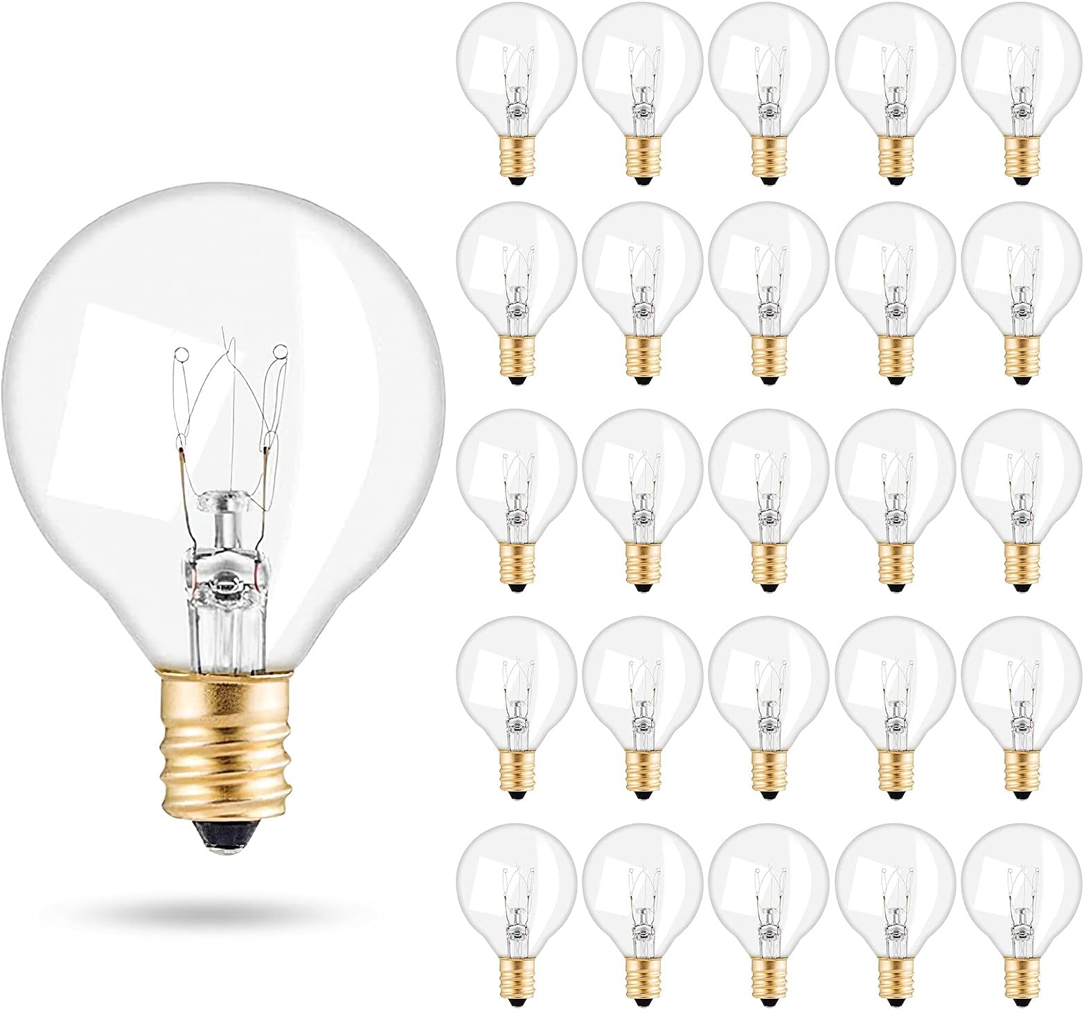 Incandescent Light Bulbs G40 E12 Small Screw Base Socket Light Bulbs | 25 Pack 7 Watt g40 led bulbs outdoor IP44 Water Resistance 2200K Warm White Globe Edison Bulbs for Indoor Outdoor String
