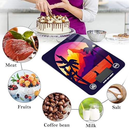 Miniatura 4 de Sunset Coconut Trees Retro Sea Black Dieting mini food scale 11lb0.18oz, 5kg5g waterproof oz gram scale with 4 unit for Cooking Cooking báscula para