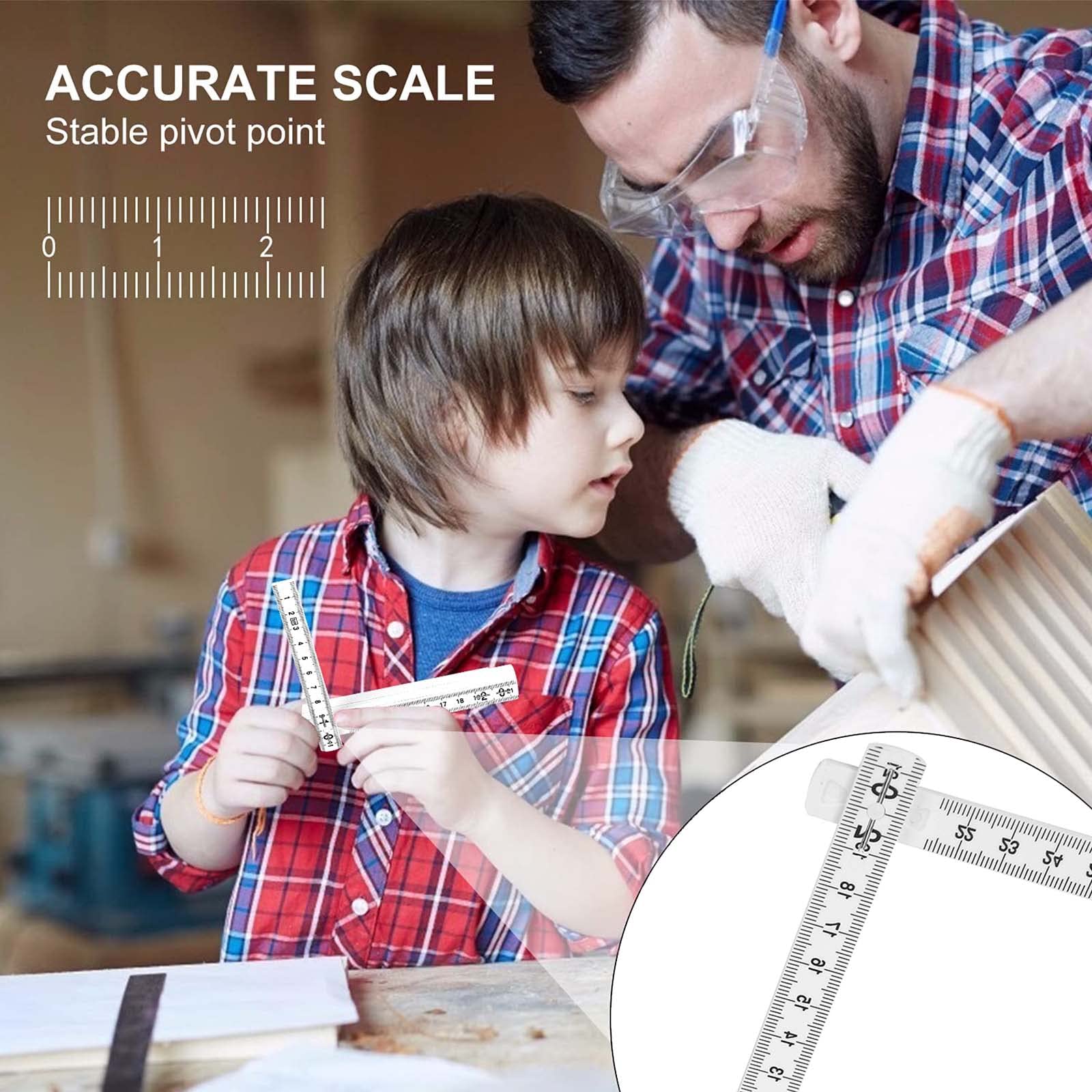 Righello Pieghevole Dilightnews - 2 Pezzi Da 1 Metro Con Blocco Angoli 90/180° Per Piastrelle E Fai Da Te - Foto 8