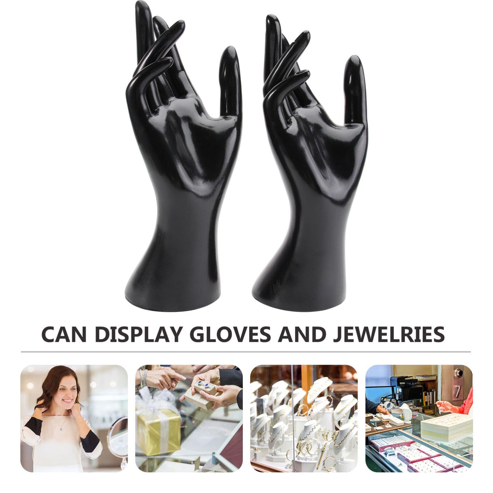Cabilock 2pcs Black Female Mannequin Hand Jewelry Display Rack Creative Rings Stand Organizer for Bracelets Necklaces and Jewelry Items
