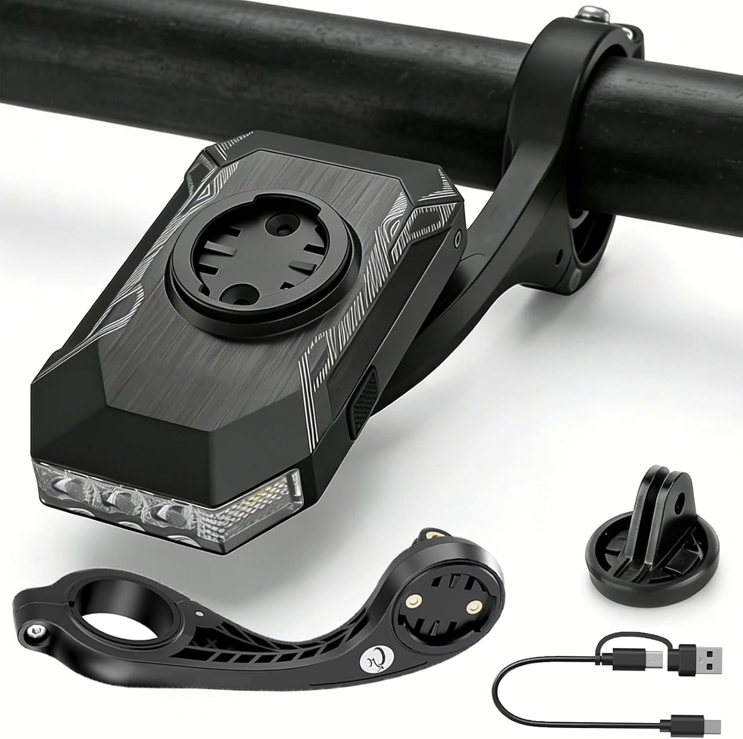 CL350 Bike Front Light with GoPro Mount & Cycling for Night Daytime Riding, 4 Modes 4000mAh USB Rechargeable Bike Headlight, Auto On/Off, IPX4 Waterproof 220° Wide Beam Warning Lamp