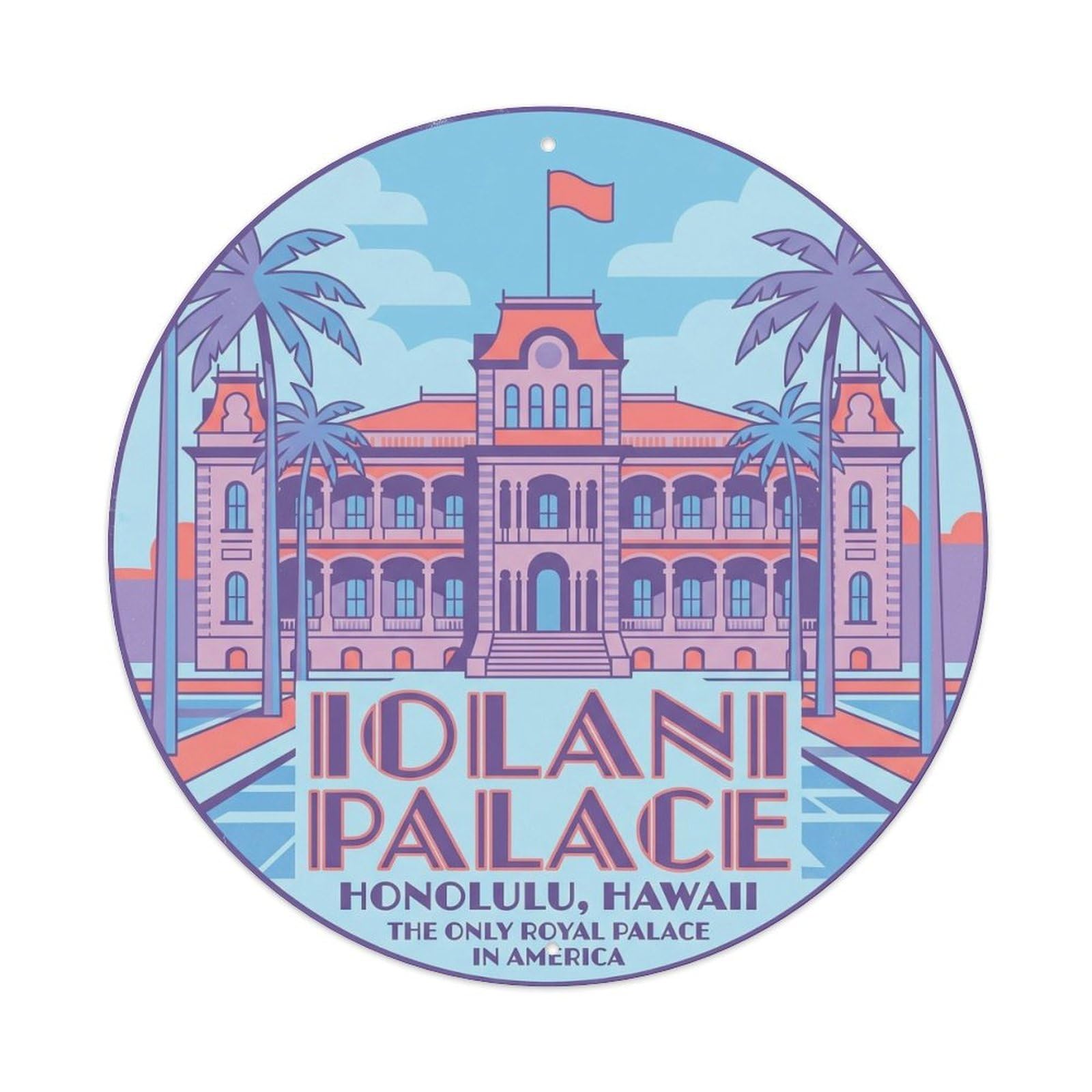 Iolani Palace Honolulu Hawaii City Landmark Culture Metal Tin Sign