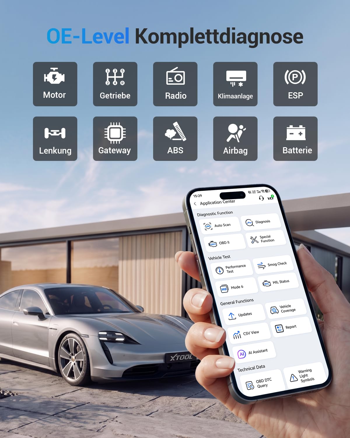 XTOOL A30M OBD2 Diagnosegerät Bluetooth, Diagnosegerät Auto mit Bidirektionaler für Alle Systeme, Kfz-Auslesegerät für Android/iOS mit 26+ Resets (Öl/ABS/BMS/DPF), CAN FD, Lebenslange Updates
