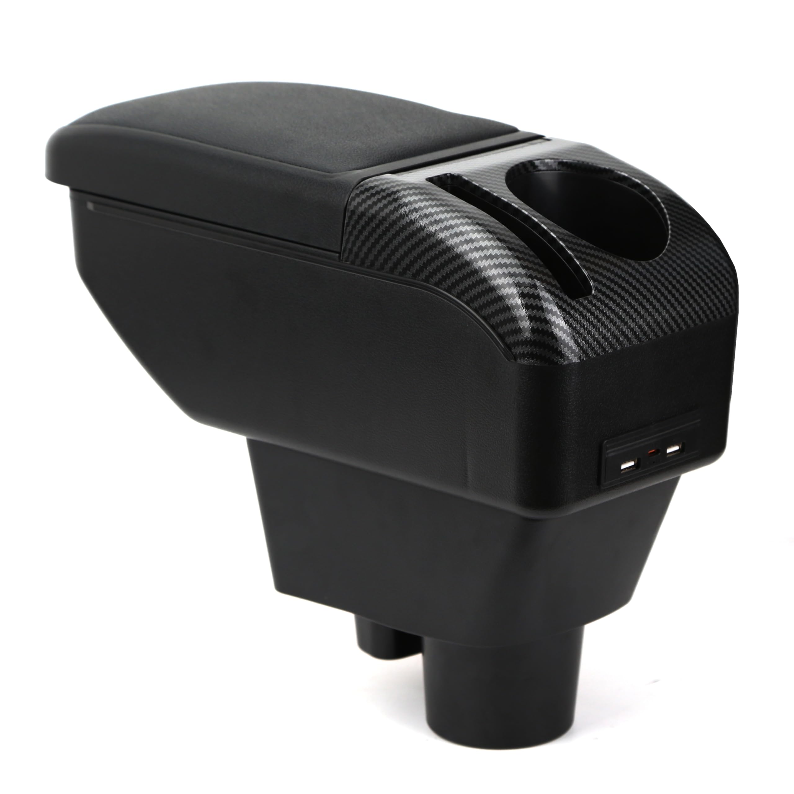 Bracciolo Auto Per OPEL Corsa E 2014-2018 – Doppio Vano, 4 USB E 2 Type-C, Nero, In ABS E Pelle PU