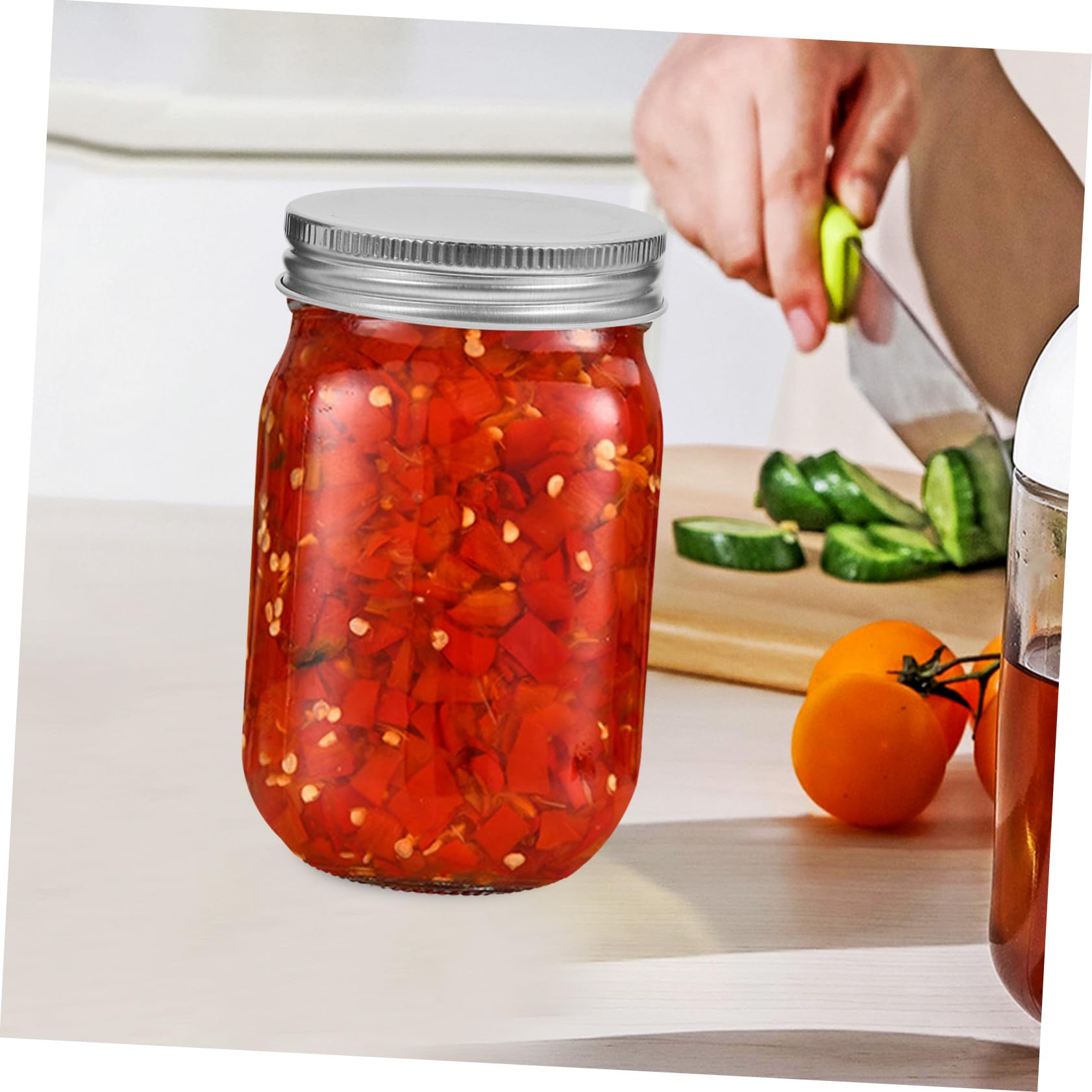 4 pezzi Barattoli in Vetro Trasparente con Coperchi Ermetici Riutilizzabili Contenitori Alimentari per Marmellate Conserve e Dolci Vasetti con Apertura Facili da Pulire e