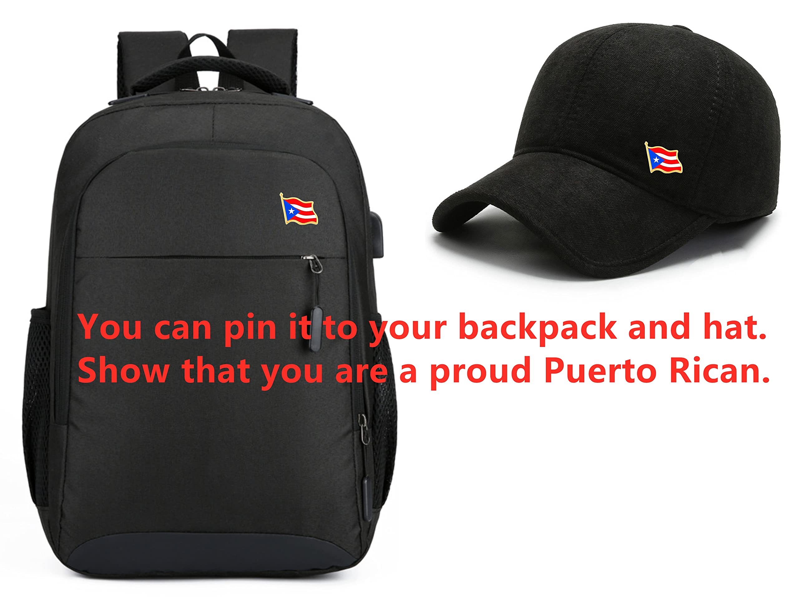 12/25/50 pines pequeños de metal con bandera de Puerto Rico ondeando la bandera de Puerto Rico para mujeres y hombres, traje chaqueta, mochila, sombrero, aleación de acero, sin piedras preciosas