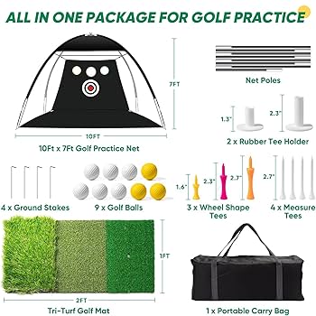 G Amazon.com : OYN 10x7ft Golf Net with Hitting Mat, Golf