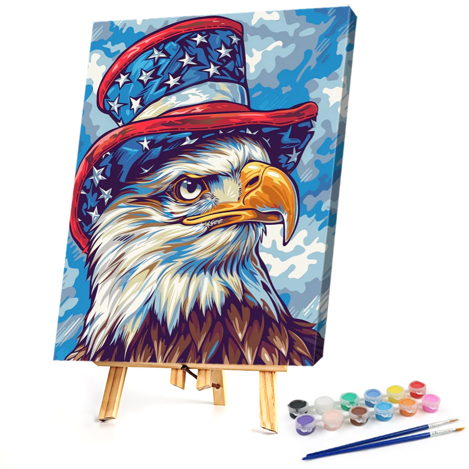Poetrydraw Patriot Eagle Paint By Numbers Kit On Canvas 11.81X15.75in - Diy Oil Painting For Beginners & Adults - Frame Included