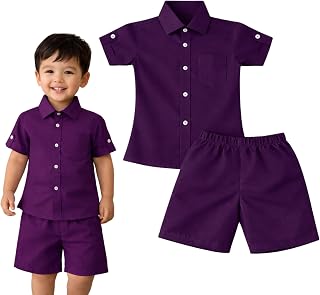 Aaraksh Boys Shirt & Shorts Co-Ord Set | 100% Cotton Kids Clothing Set | Summer Clothes for Kids | Half Sleeve Collared Sh... Price In India