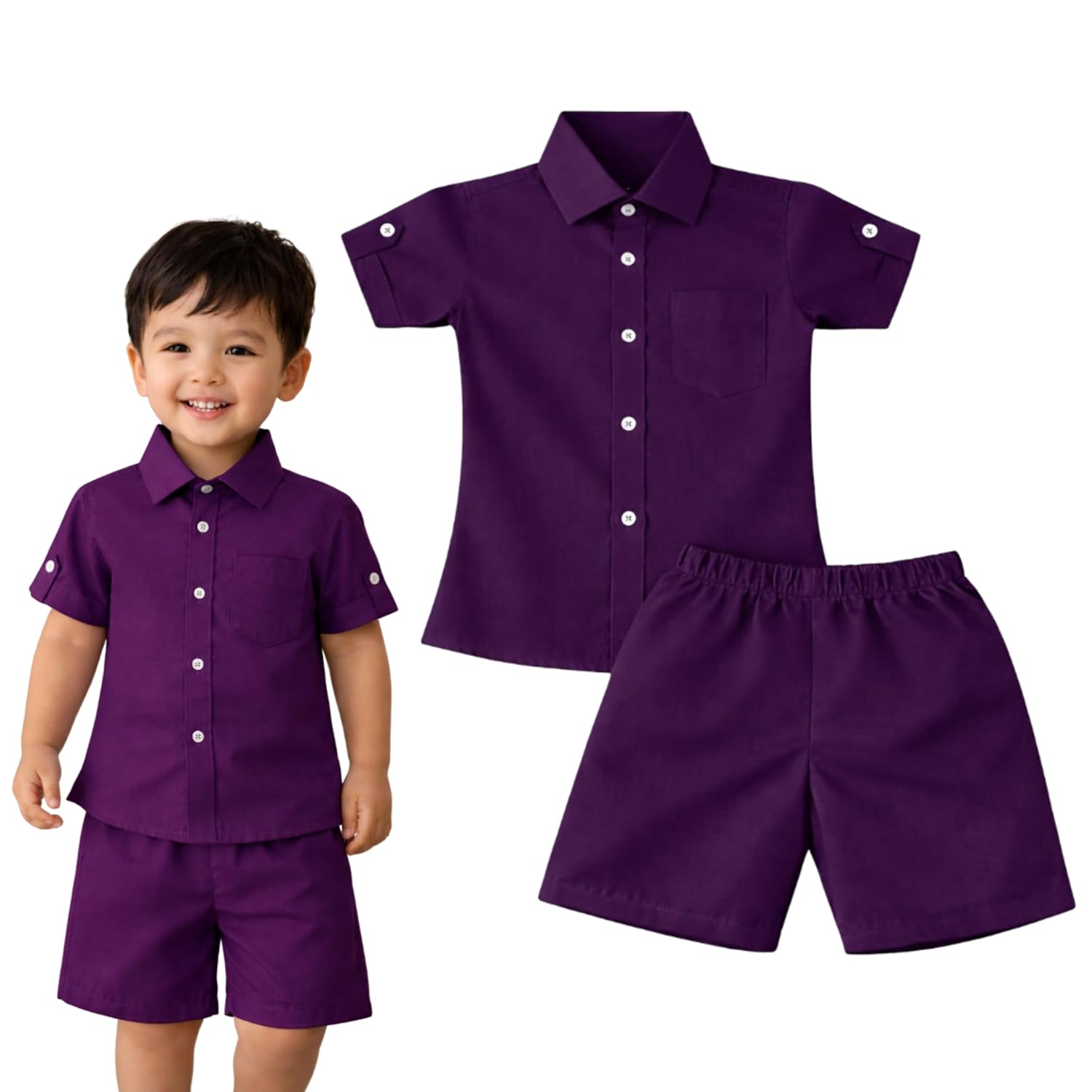 Aaraksh Boys Shirt & Shorts Co-Ord Set | 100% Cotton Kids Clothing Set | Summer Clothes for Kids | Half Sleeve Collared Sh... - Review, Price and Buying Guide